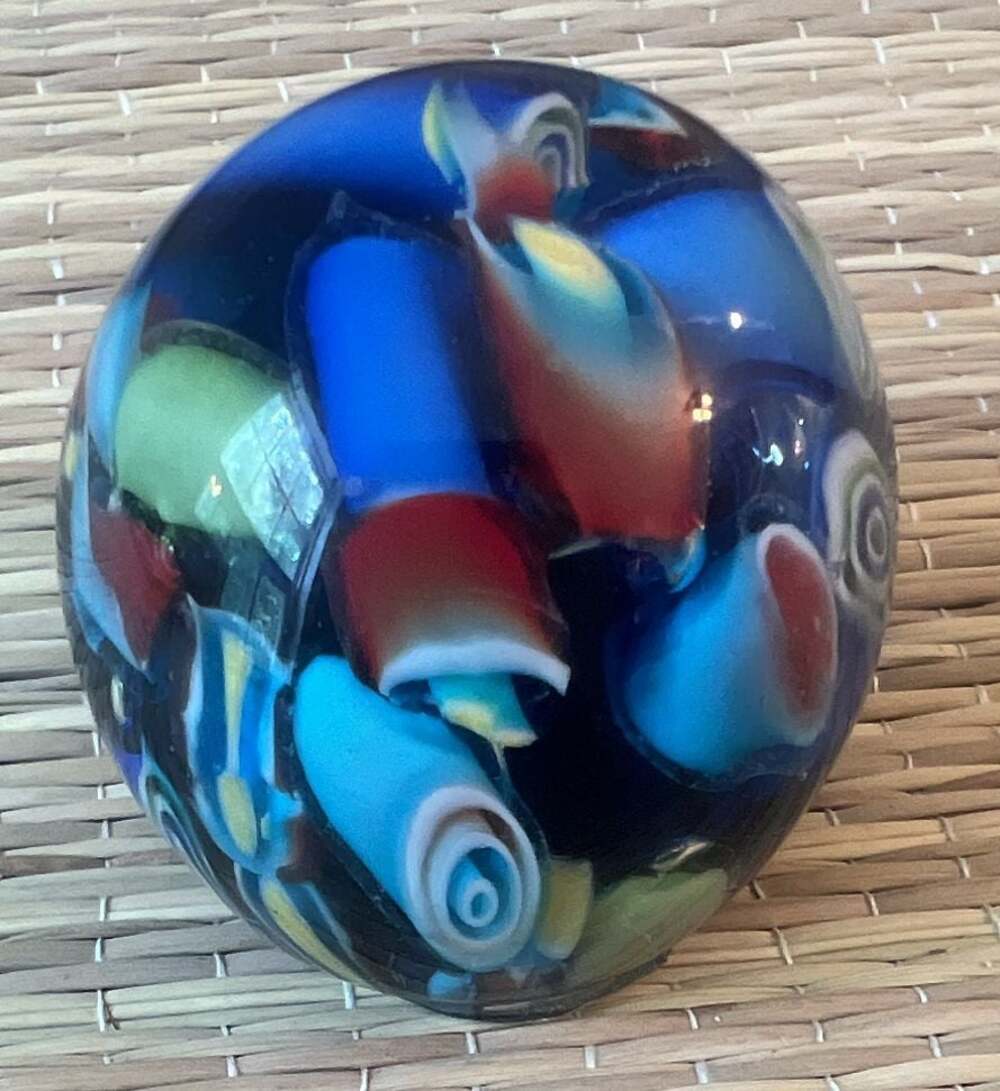 Vintage Hand-Blown Murano Style Millefiori Art Glass Paperweight